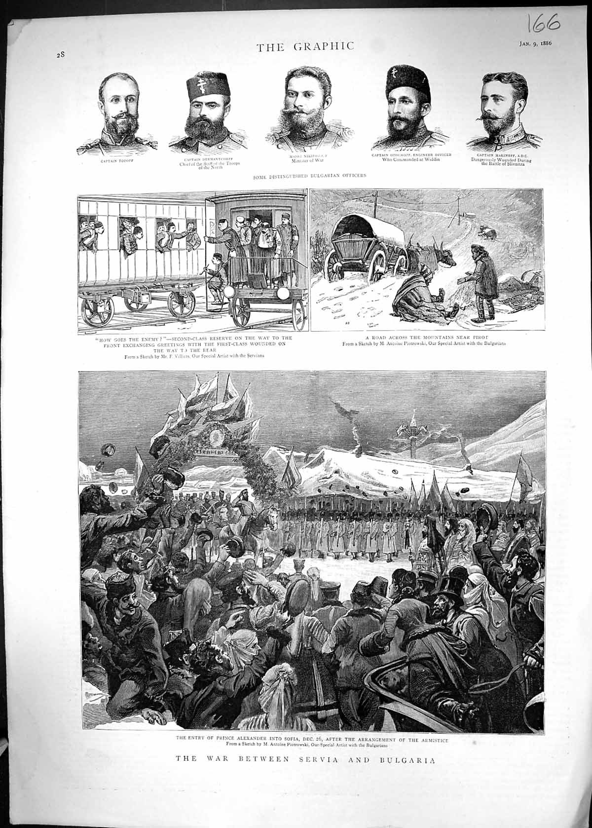 Old 1886 War Servia Bulgaria Prince Alexander Sofia Topoff Marinoff O Victorian
