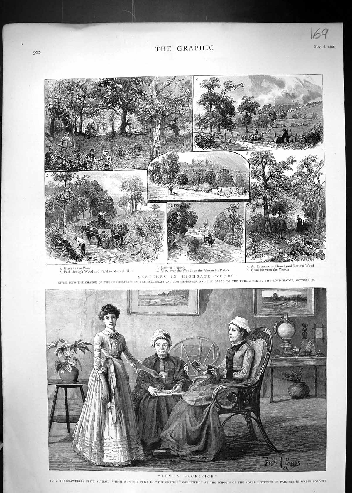 Old 1886 Highgate Woods Carting Faggots Churchyard Alexandra Palace L Victorian