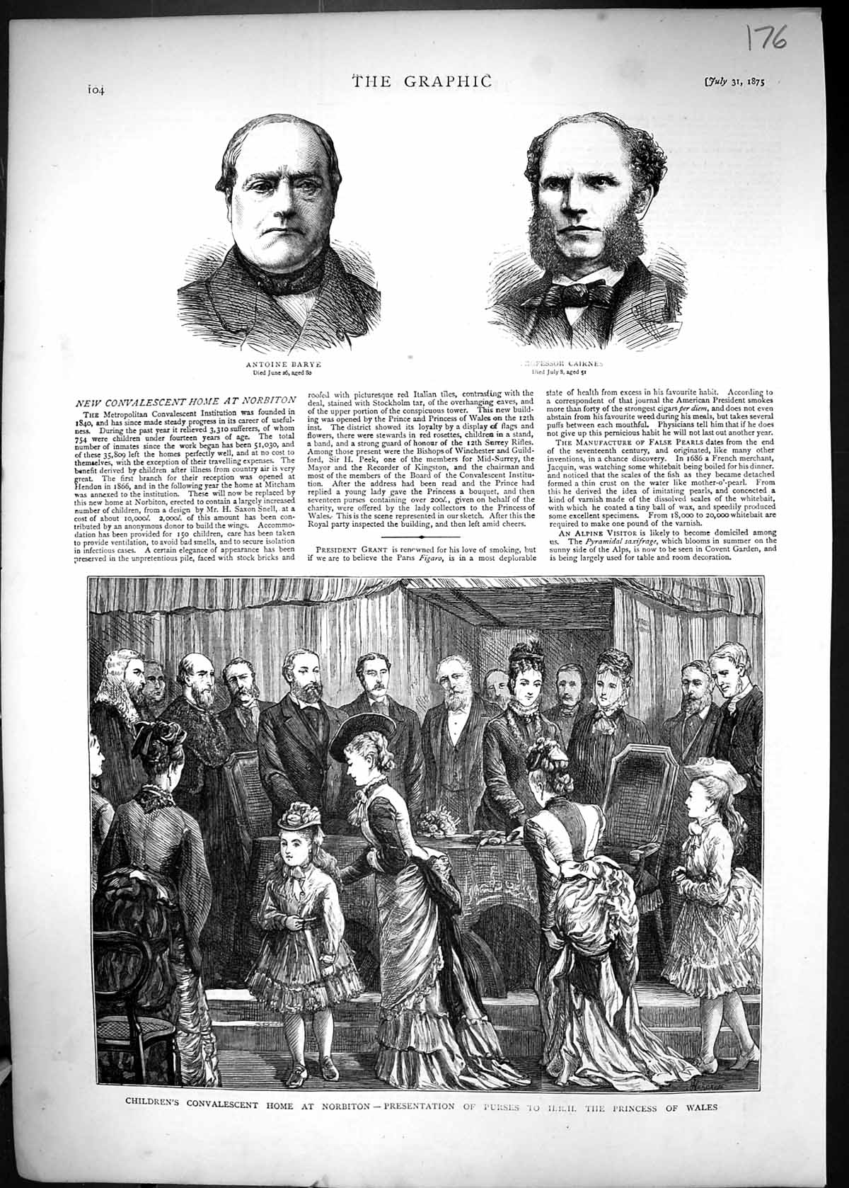 Old 1875 Children Convalescent Home Norbiton Antoine Barye Professor Victorian
