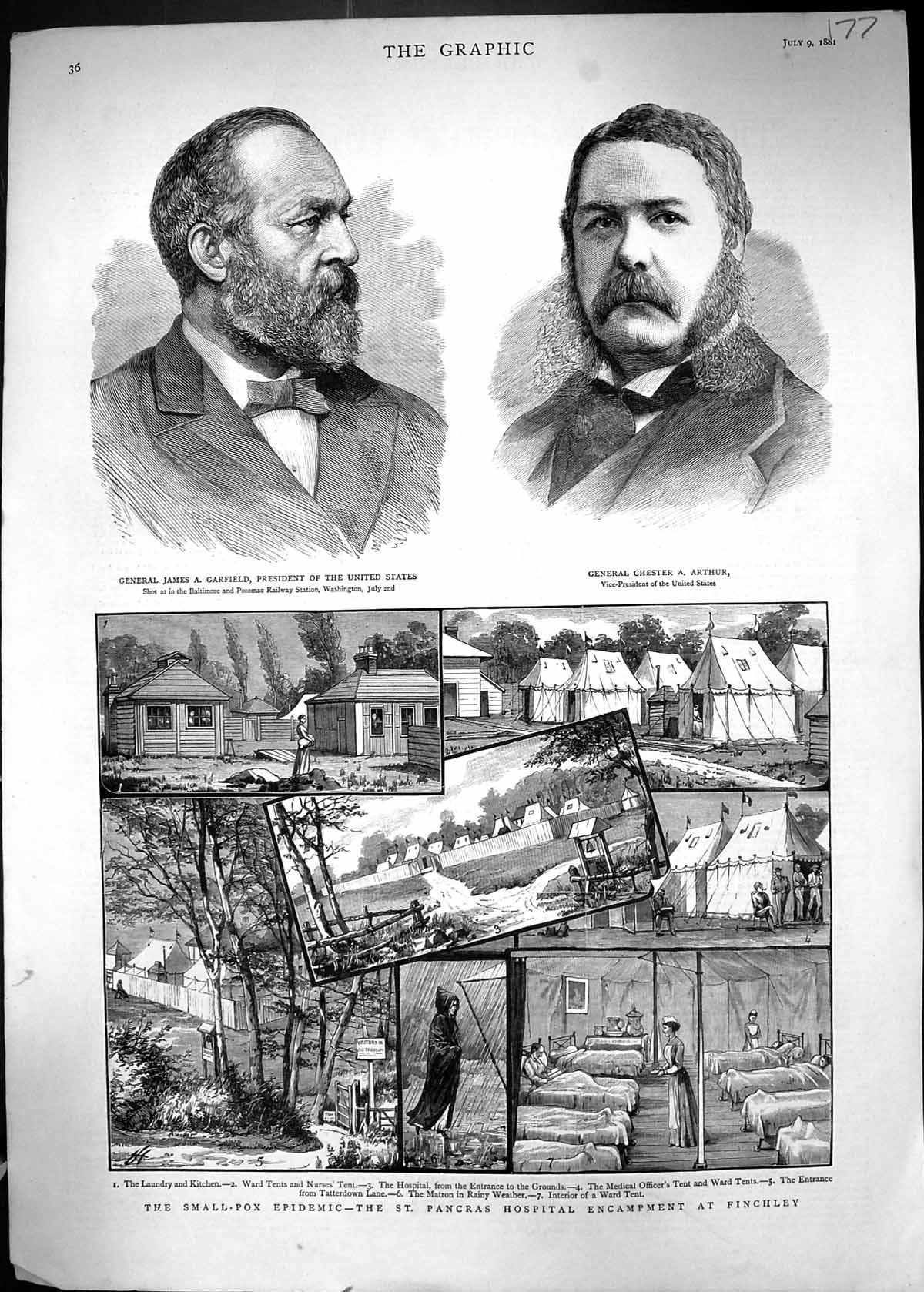 Old 1881 Small Pox Epidemic Pancras Hospital Finchley James Garfield Victorian