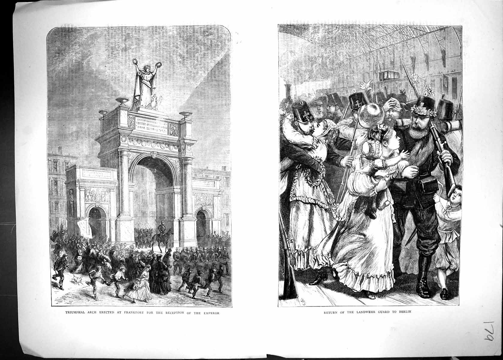 Old 1871 Triumphal Arch Frankfort Reception Emperor Landwehr Guard Be Victorian