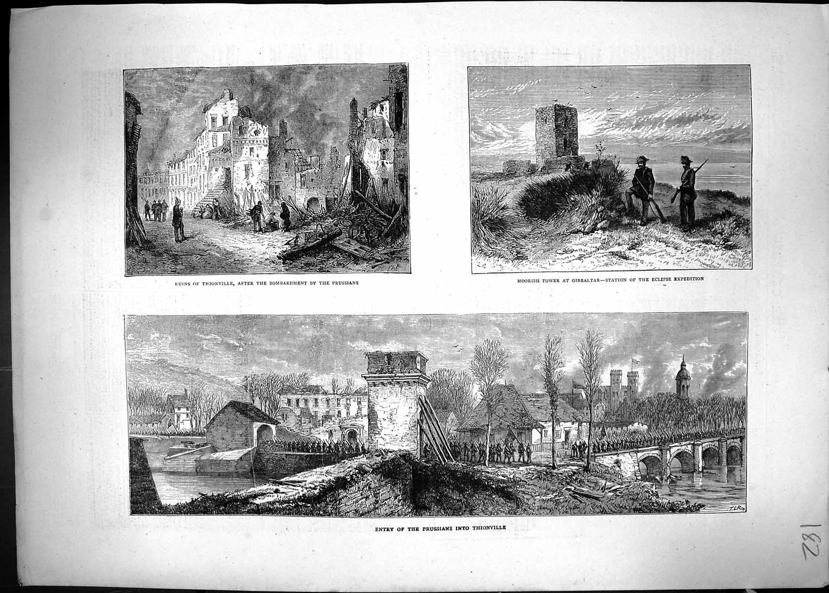 Old 1871 Prussians Thionville Ruins Moorish Tower Gibraltar Eclipse E Victorian