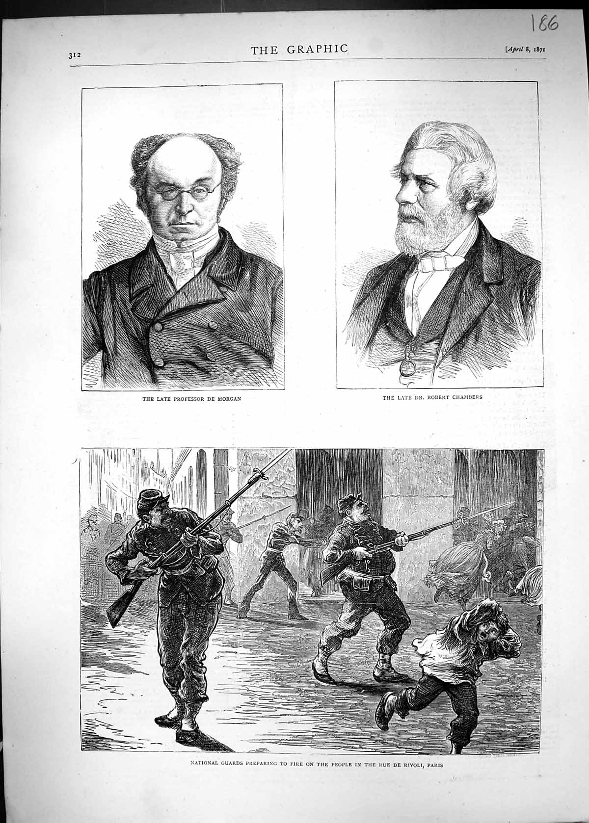 Old 1871 National Guards Firing Rue Rivoli Paris Professor Morgan Dr. Victorian