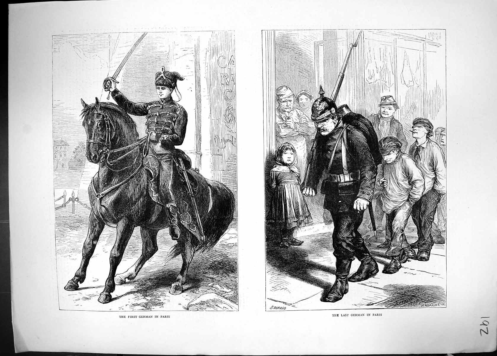 Antique Print 1871 Scene First Last German Sier War Entering Paris France 19th