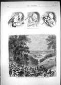 Old 1871 Goodwood Horse Races Beecha Avenue Chichester German Caricat Victorian