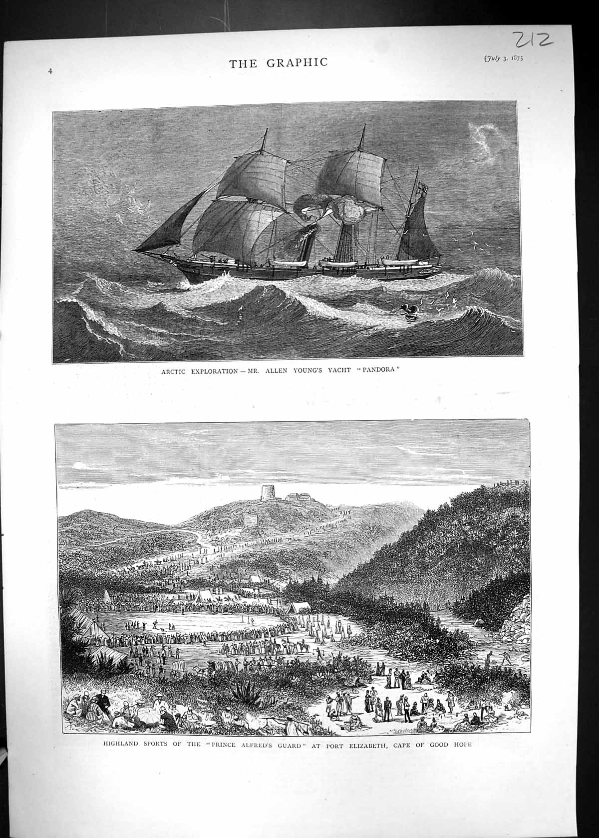 Old 1875 Arctic Allen Young Pandora Highland Sports Port Elizabeth Ca Victorian
