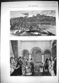 Antique Old Print 1871 Canoe Race Hampton Staircase International Exhibition
