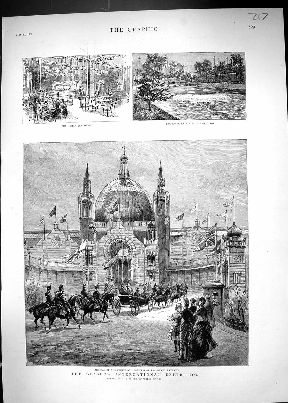 Old 1888 Glasgow International Exhibition Prince Wales River Kelvin I Victorian