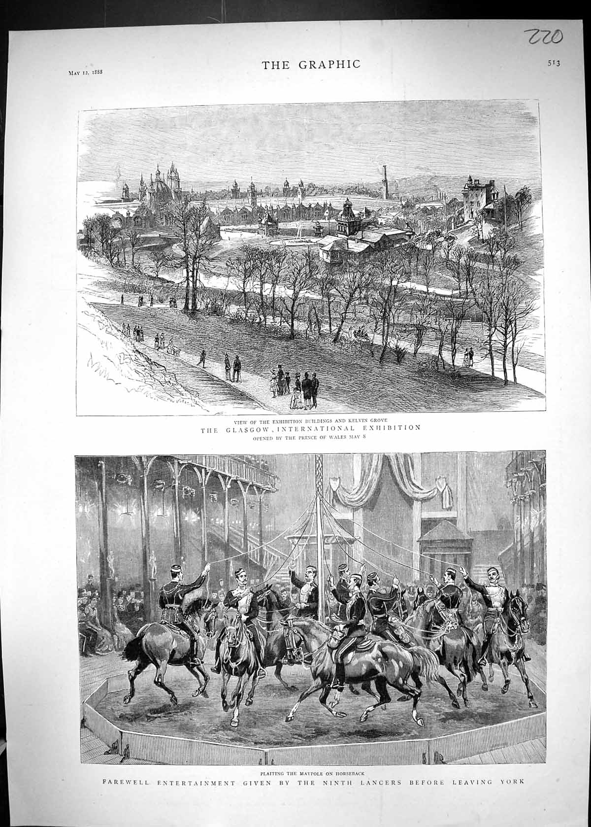 Old 1888 Glasgow Exhibition Buildings Kelvin Grove Lancers Plaiting M Victorian