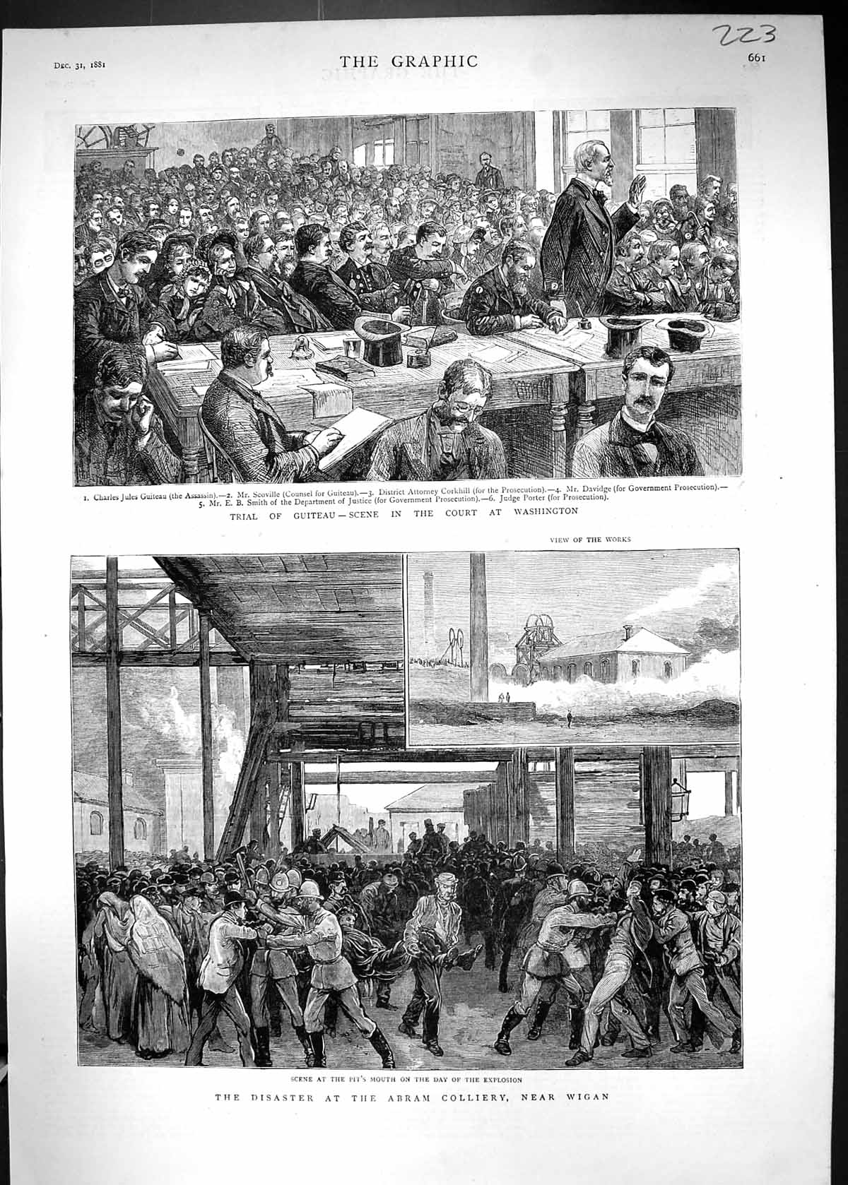 Old 1881 Court Trial Guiteau Washington Davidge Abram Colliery Wigan Victorian