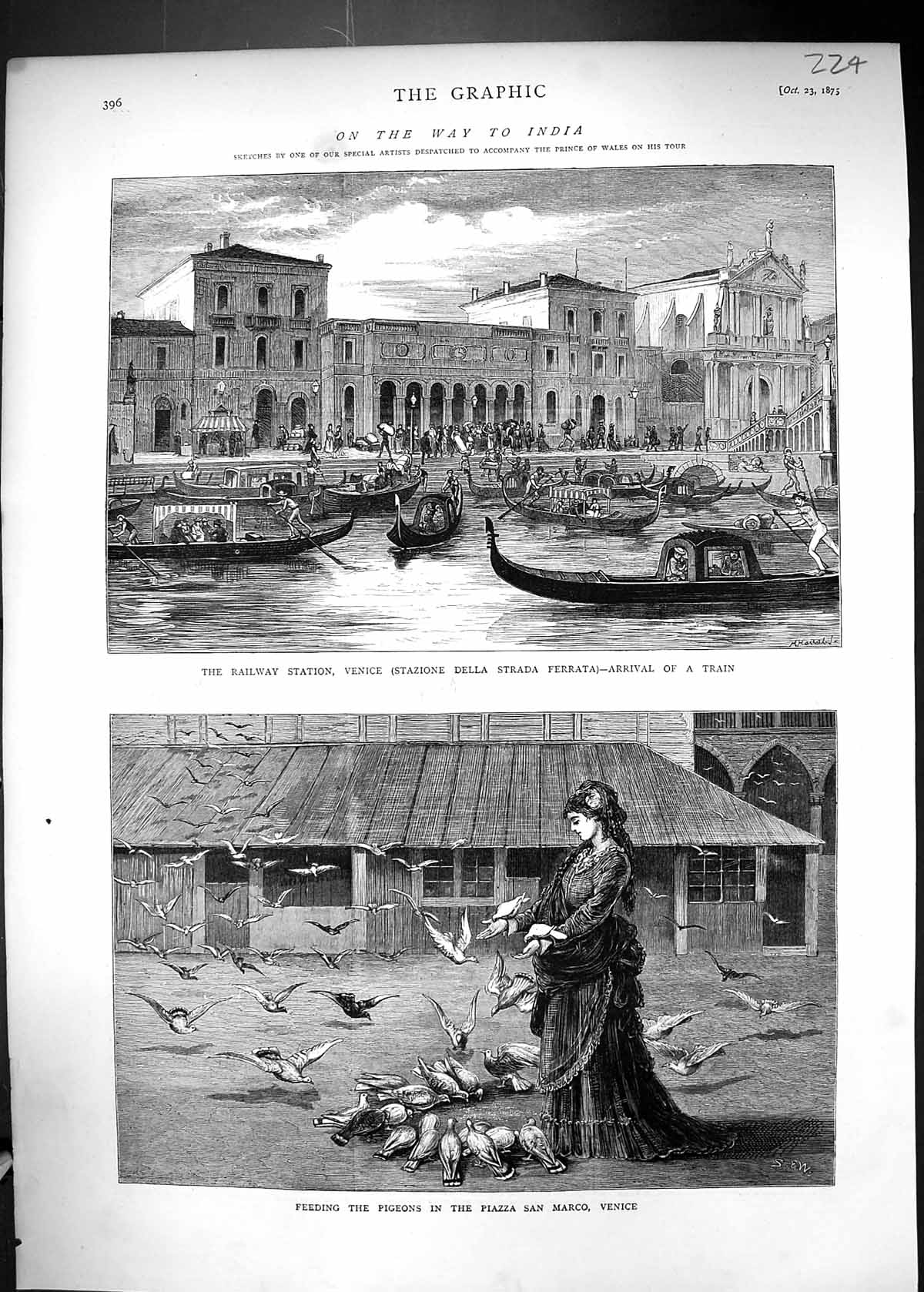 Old 1875 Railway Station Venice Stazione Della Strada Ferrata Pigeons Victorian