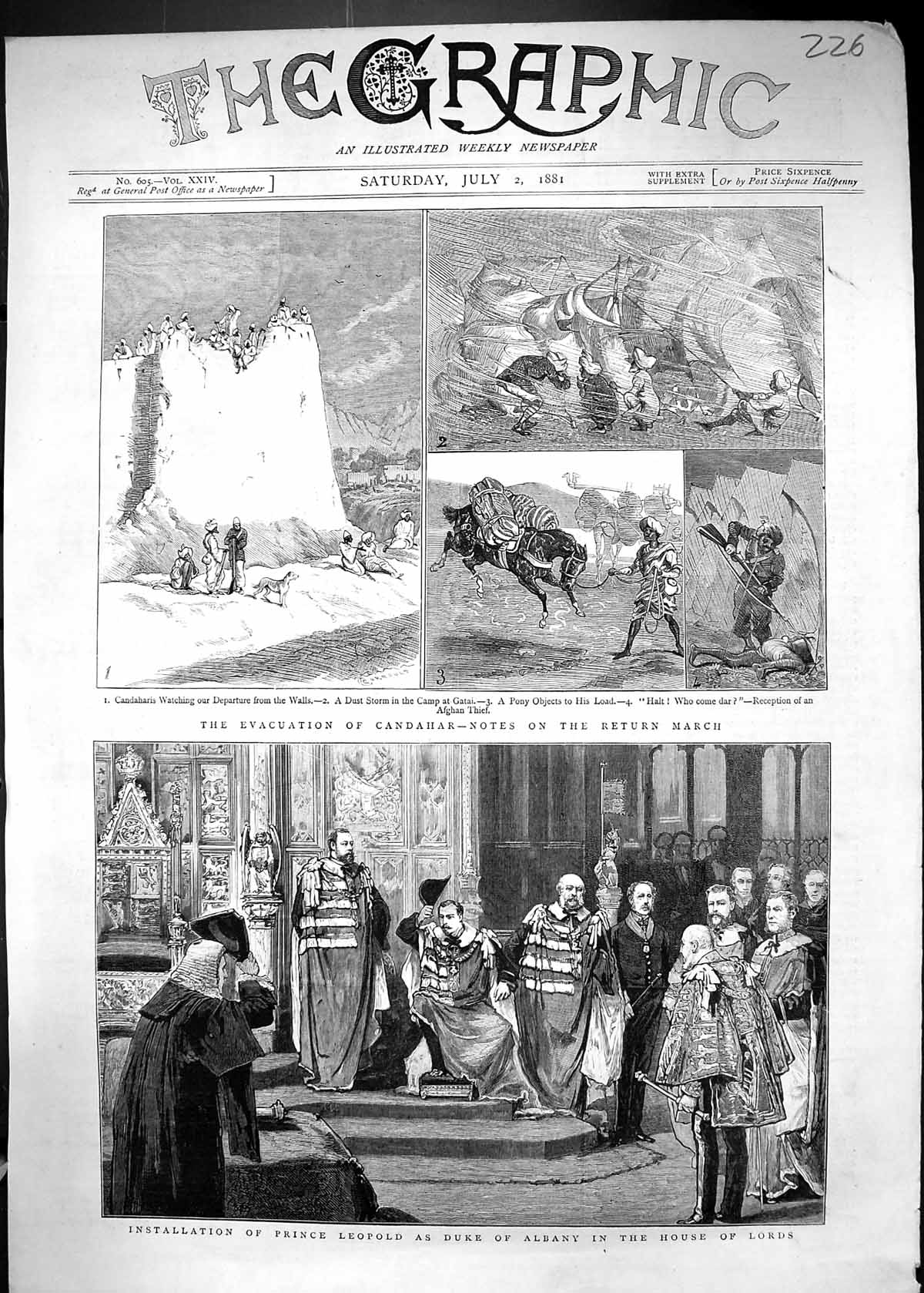 Antique Print 1881 Evacuation Candahar Camp Gatai Prince LeopDuke Albany Ho