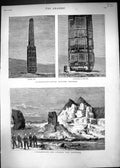 Antique Old Print 1880 Afghanistan Minar Ghuznee Citadel Candahar War Siers
