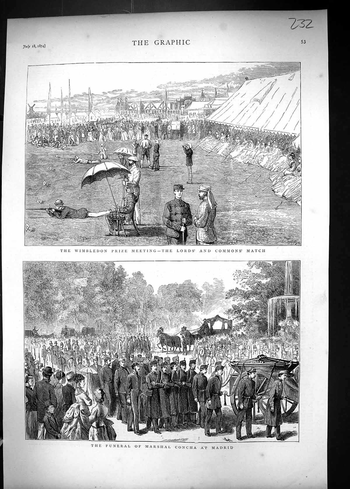 Old 1874 Wimbledon Prize Rifle Sport Lords Commons Funeral Marshal Co Victorian