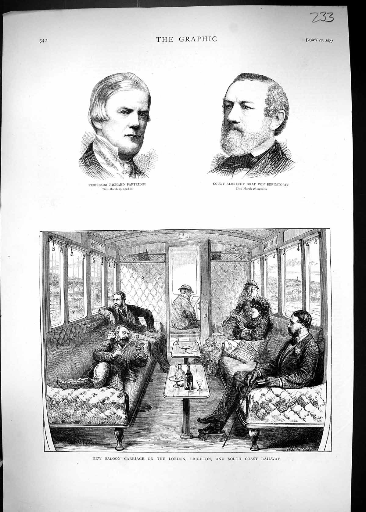 Old 1873 Professor Richard Partridge Count Bernstorff Saloon Carriage Victorian