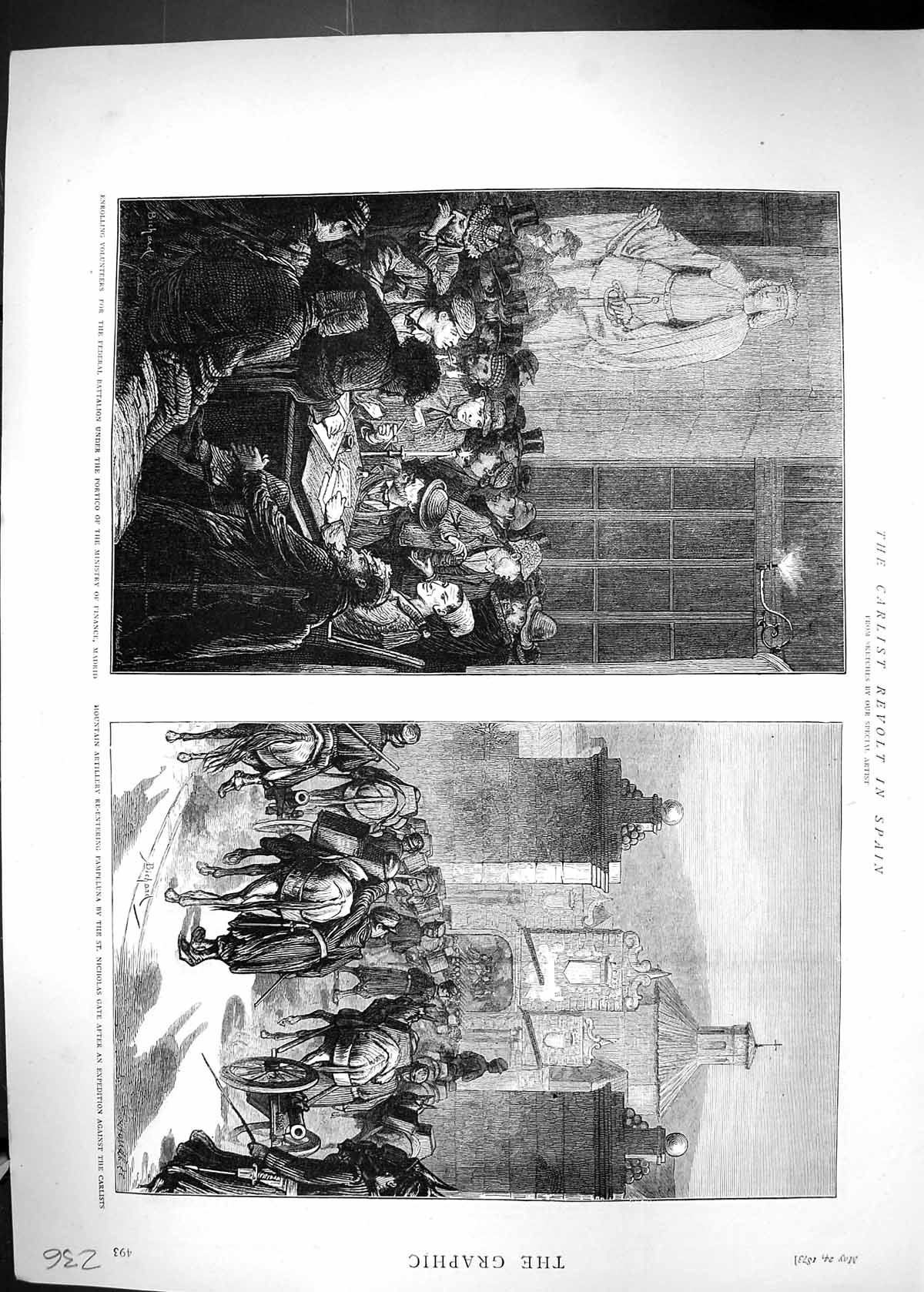 Old 1873 Carlist Revolt Spain Mountain Artillery Pampeluna Nicholas G Victorian