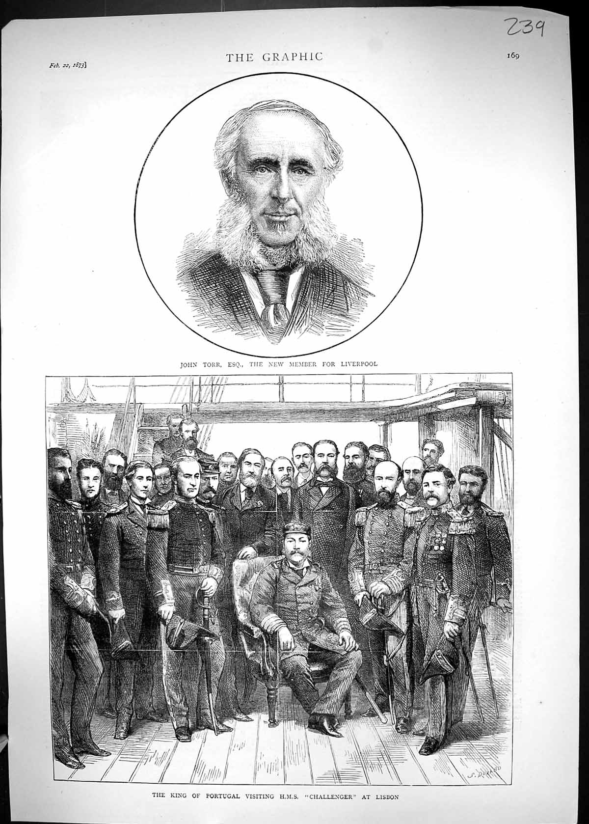 Old 1873 John Torr Parliament Liverpool King Portugal Ship Challenger Victorian