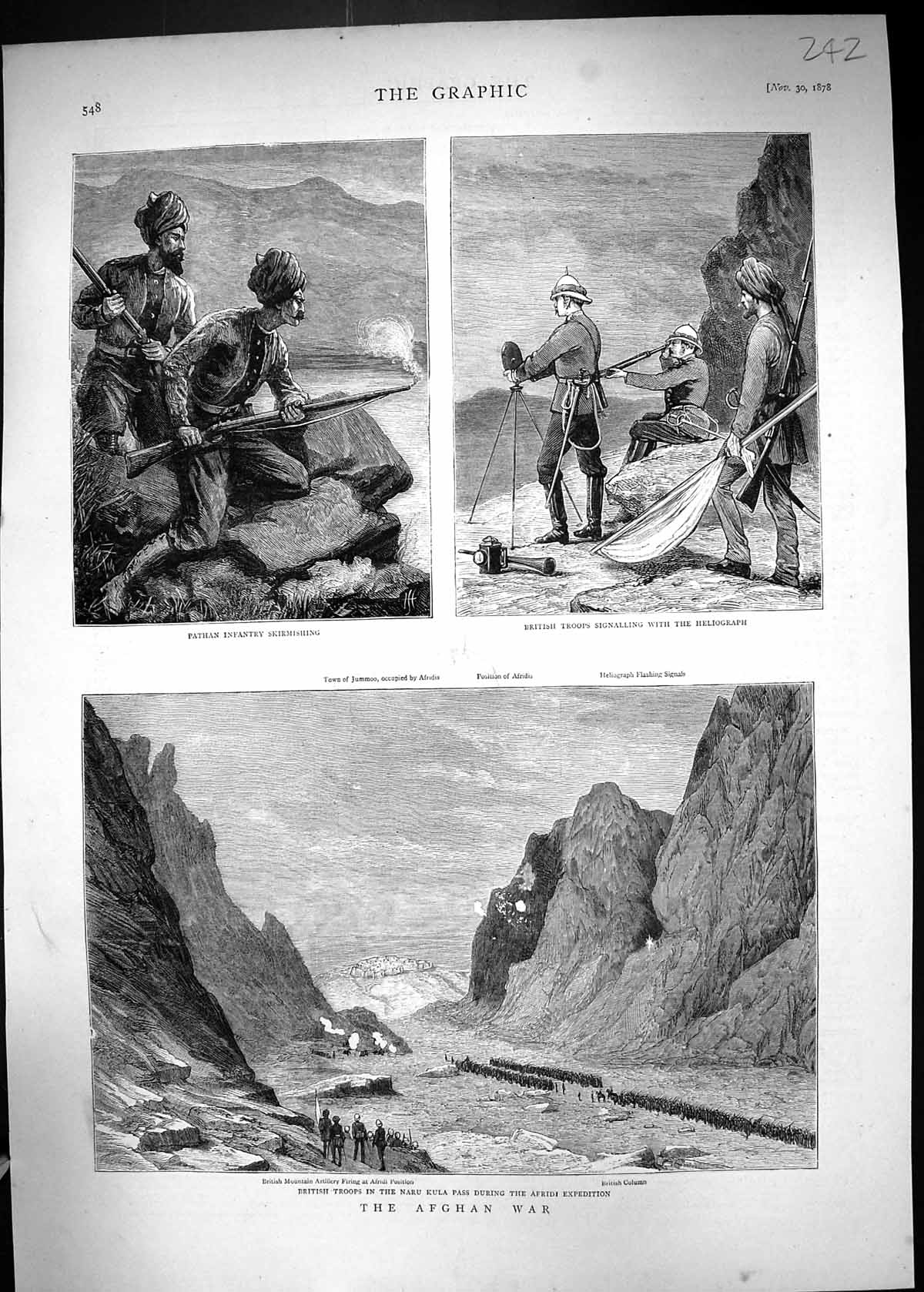 Old 1878 Afghan War British Troops Naru Kula Pass Afridi Pathan Ifant Victorian