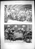 Old Antique Print 1889 War Navy Sailors Grog Man-Of-War Ship Refreshments 19th