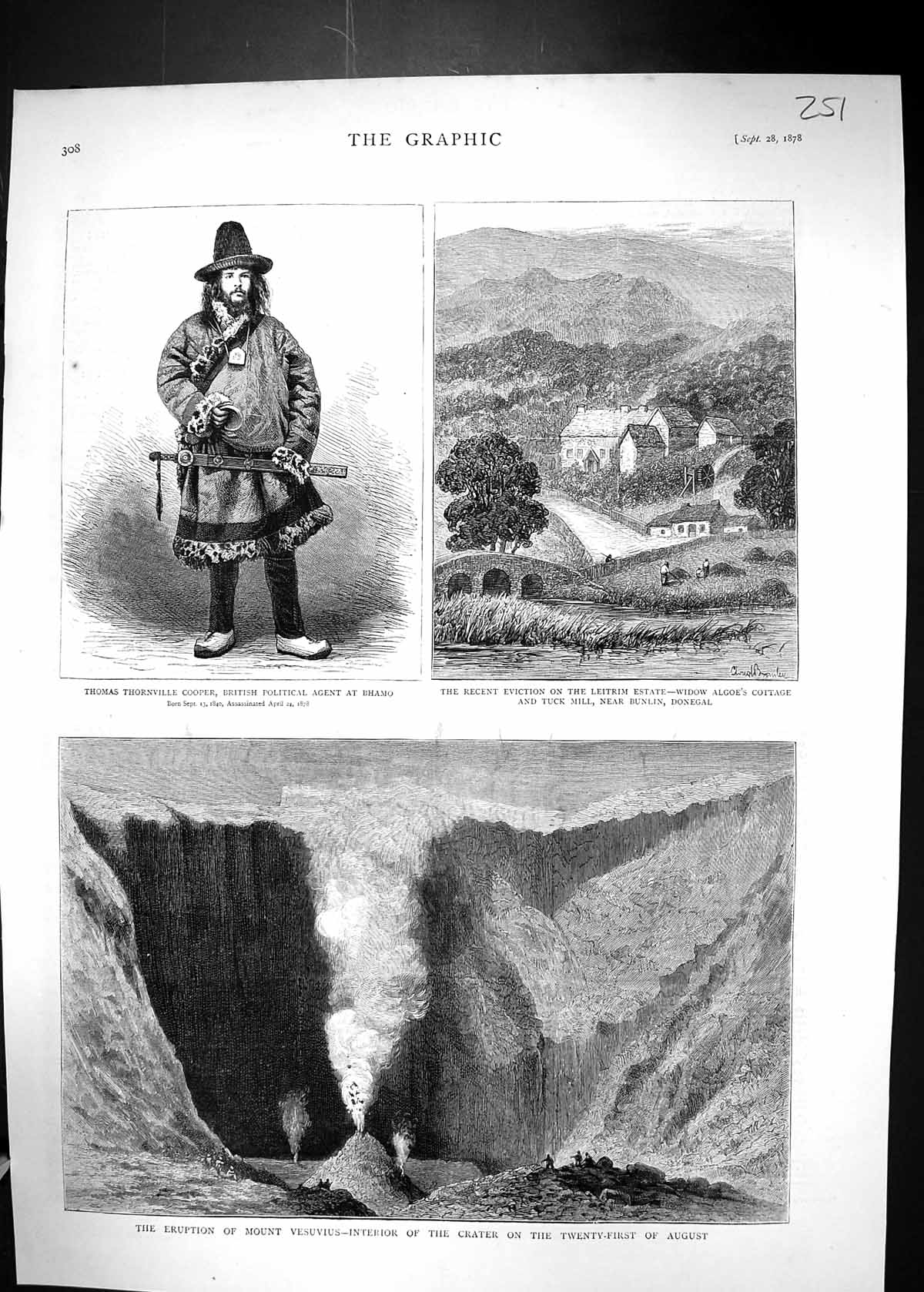 Old 1878 Eruption Mount Vesuvius Volcano Thomas Cooper Bhamo Leitrim Victorian
