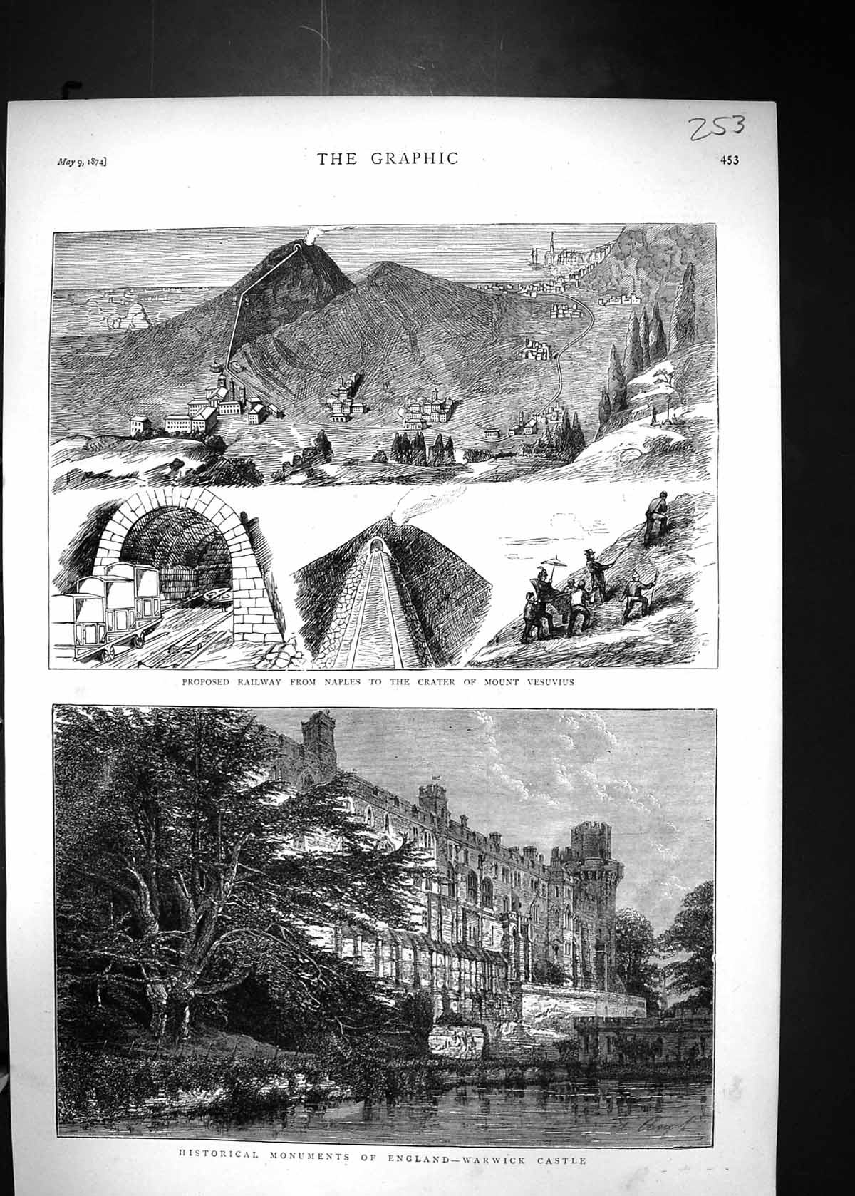 Old 1874 Railway Naples Crater Mount Vesuvius Historical England Warw Victorian