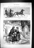 Old 1874 Ice Skating Gardens St. Petersburg Romance Horse Sledge Russ Victorian