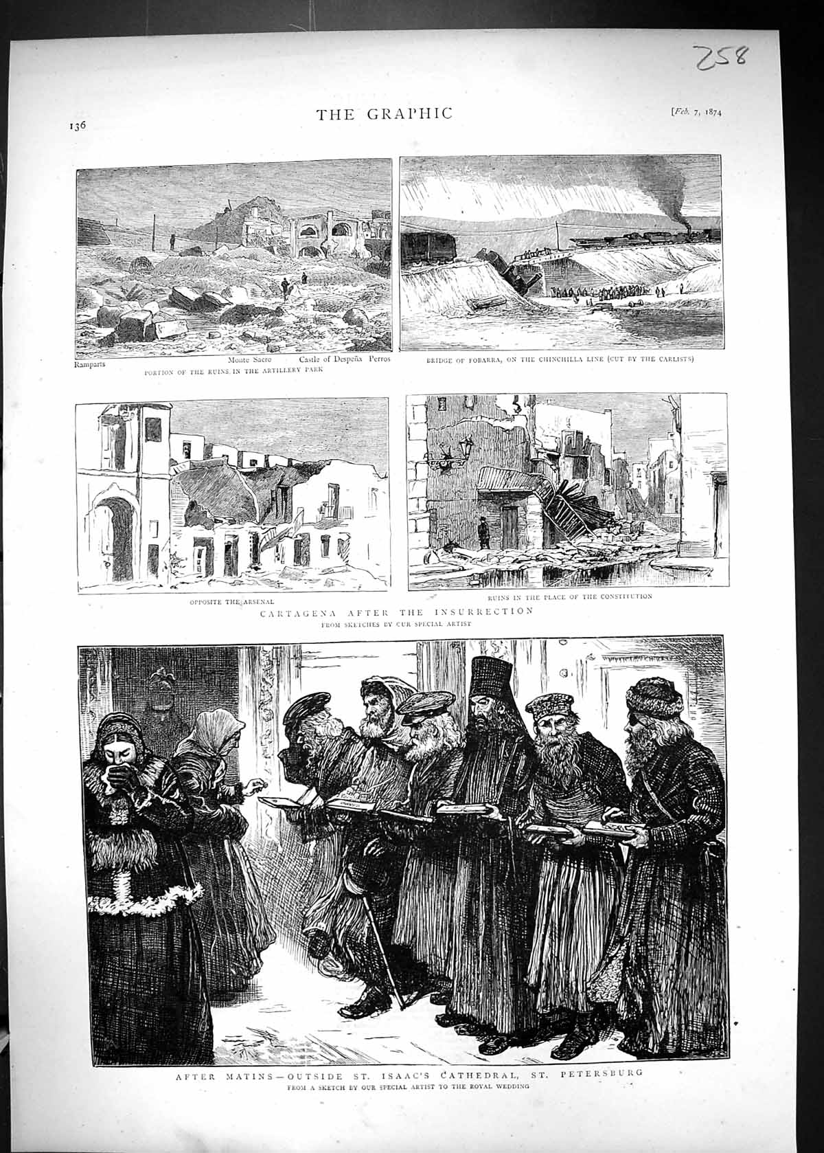 Old 1874 St. Isaac'S Cathedral St. Petersburg Cartagena Insurrection Victorian