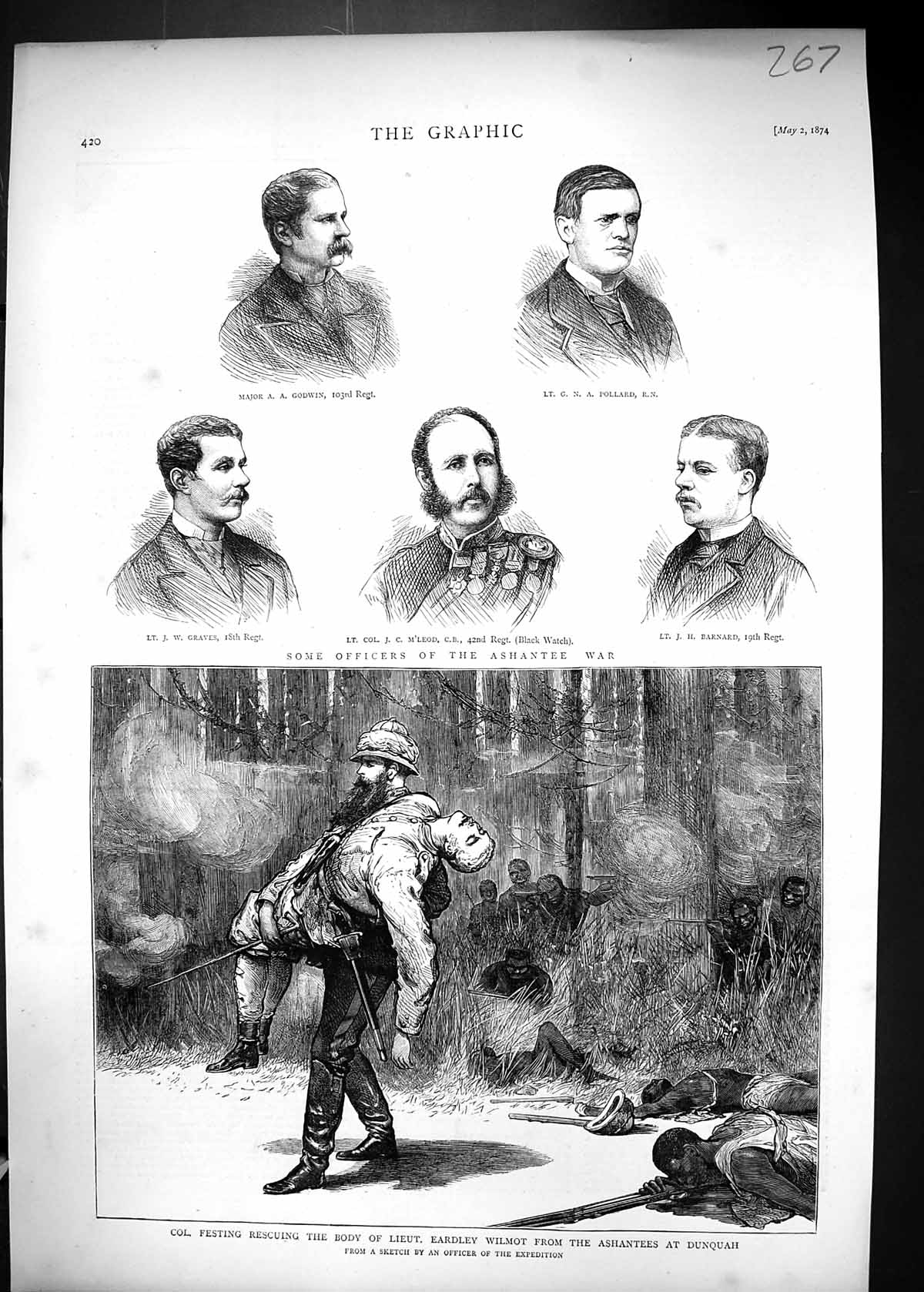 Old 1874 Festing Eardley Wilmot Ashantee War Dunquah Godwin Pollard G Victorian