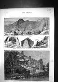 Old 1874 Railway Naples Crater Mount Vesuvius Volcano Warwick Castle Victorian
