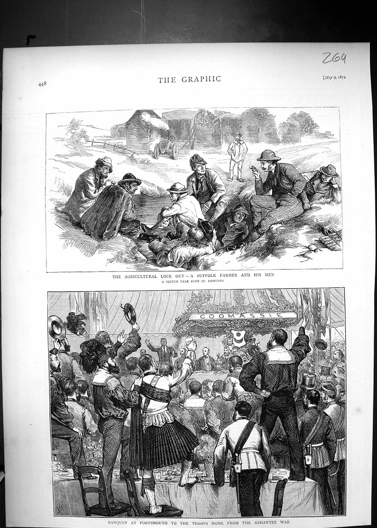 Old 1874 Banquet Portsmouth Ashantee War Suffolk Farmer Agricultural Victorian