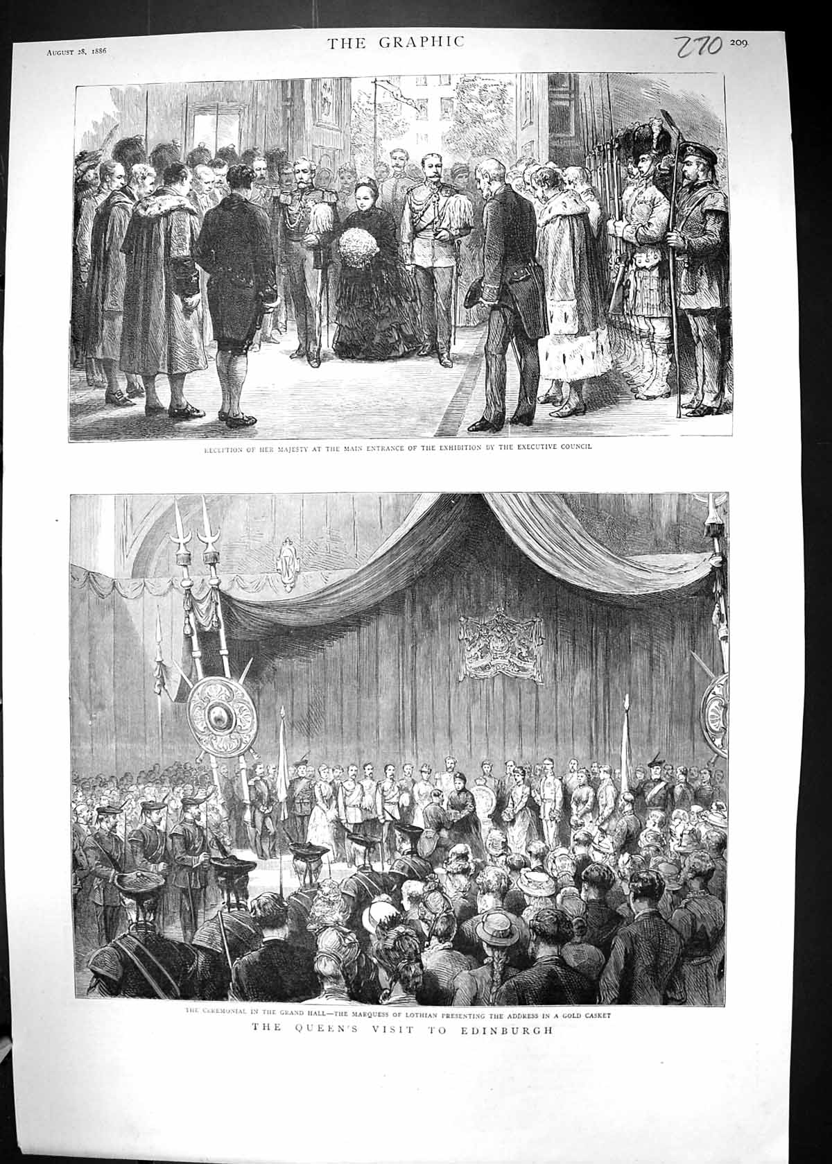 Old 1886 Queen Edinburgh Marquess Lothian Reception Exhibition Execut Victorian