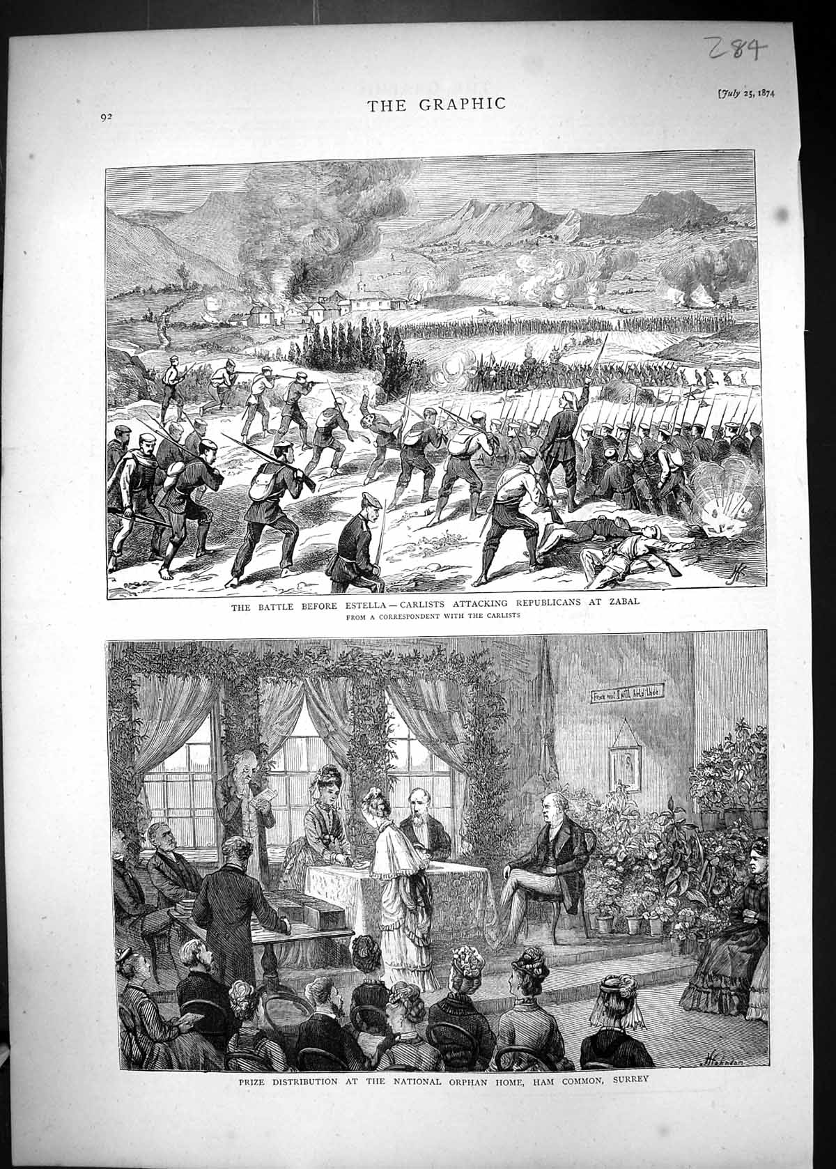 Old 1874 Battle Estella Carlists Republicans Zabal Prizes Orphan Ham Victorian
