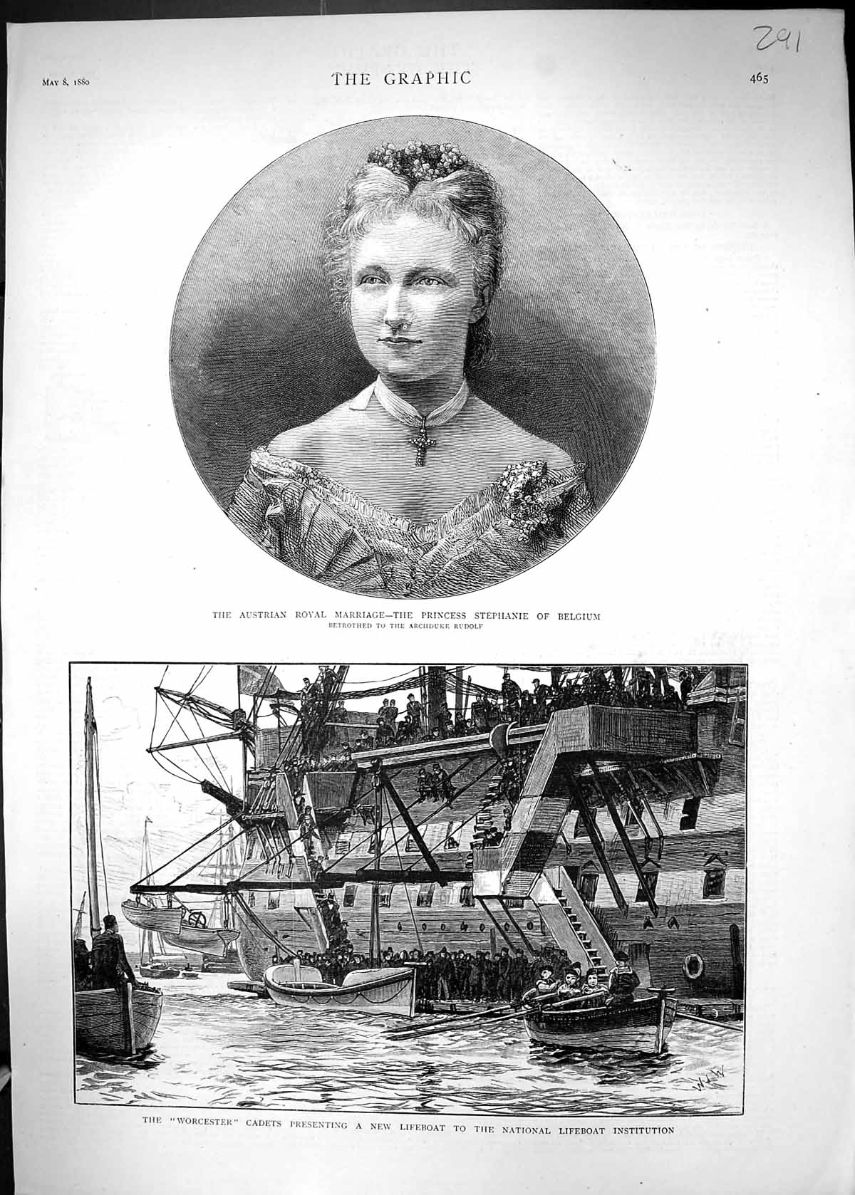 Old 1880 Austrian Princess Stephanie Belgium Worcester Ship Cadets Li Victorian