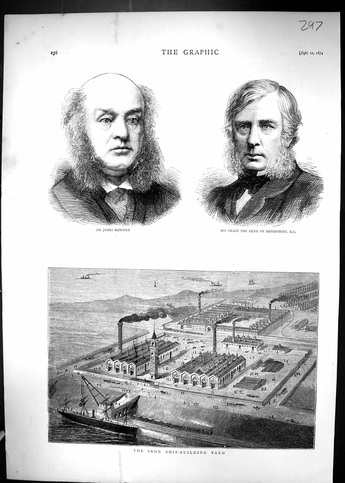 Old 1874 James Ramsden Duke Devonshire Iron Ship Building Yard Indust Victorian