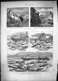 Old 1875 Floods France Toulouse Port Garan Canoeing Yokohama Japan Sp Victorian