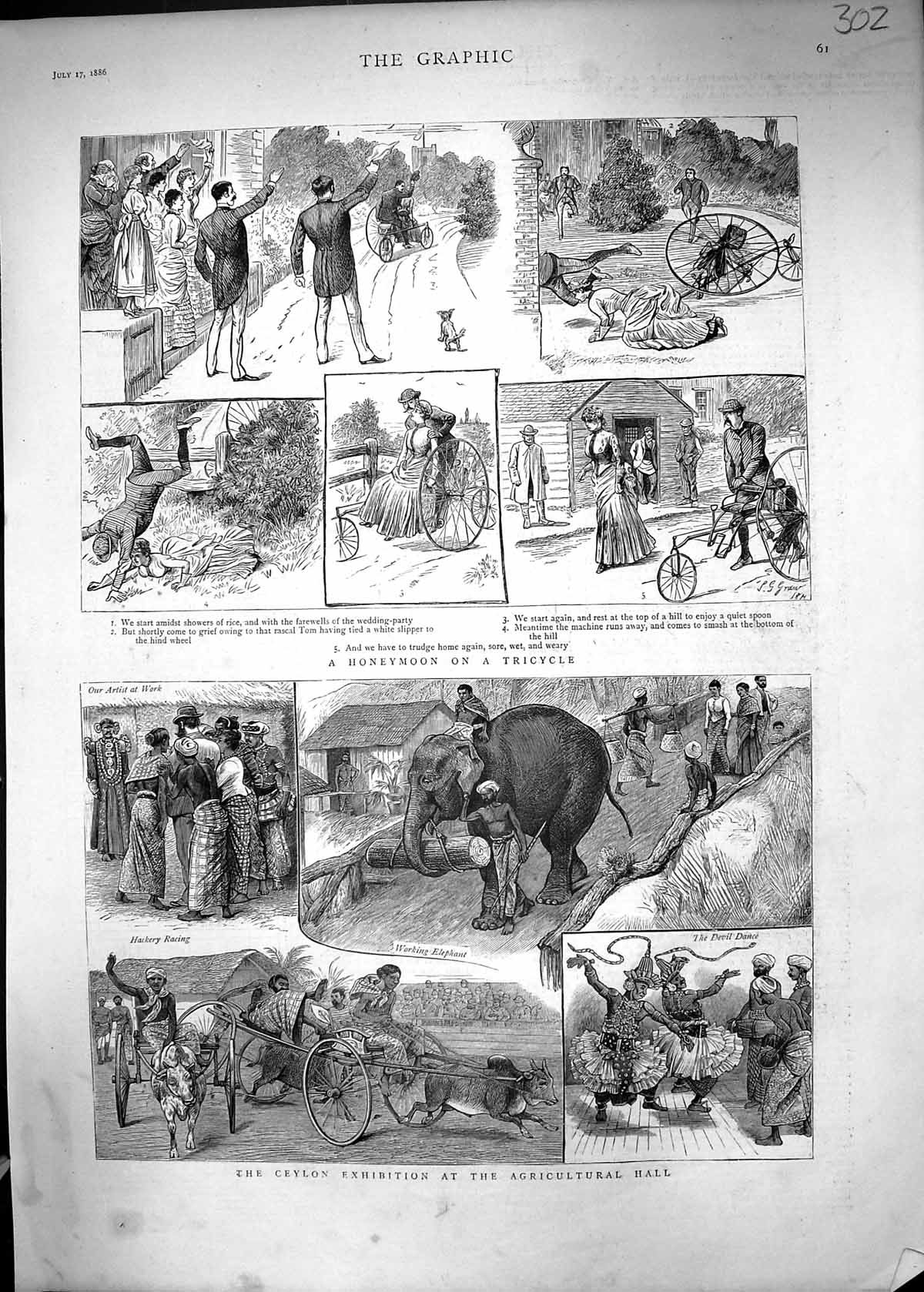 Old 1886 Ceylon Exhibition Agricultural Hall Elephant Tricycle Honeym Victorian