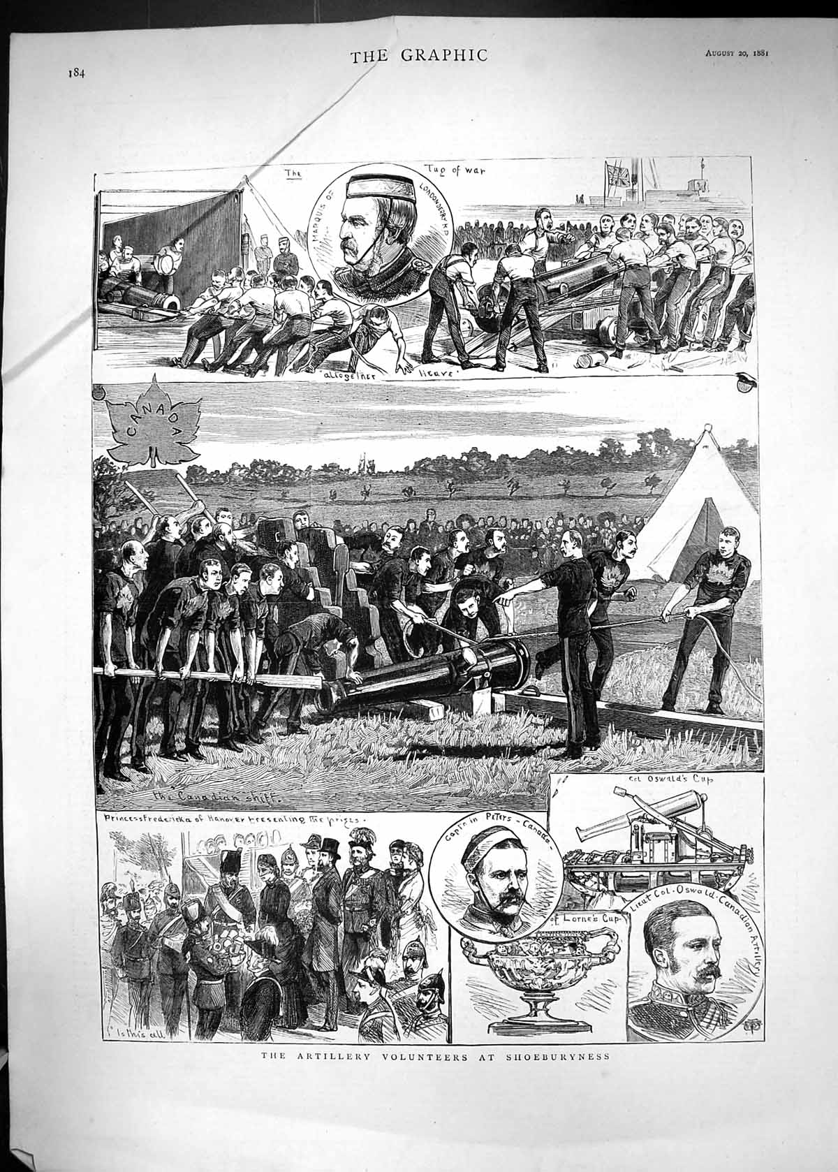 Old Print 1881 Artillery Volunteers Shoeburyness War Siers Oswald Peters 19th