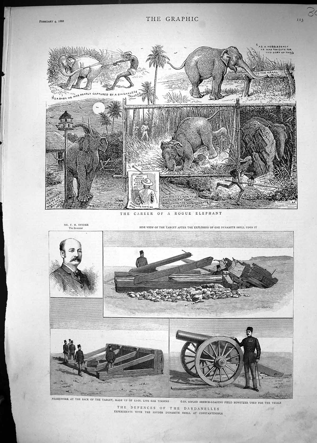 Old 1888 War Dardanelles Snyder Dynamite Shell Constantinople Elephan Victorian