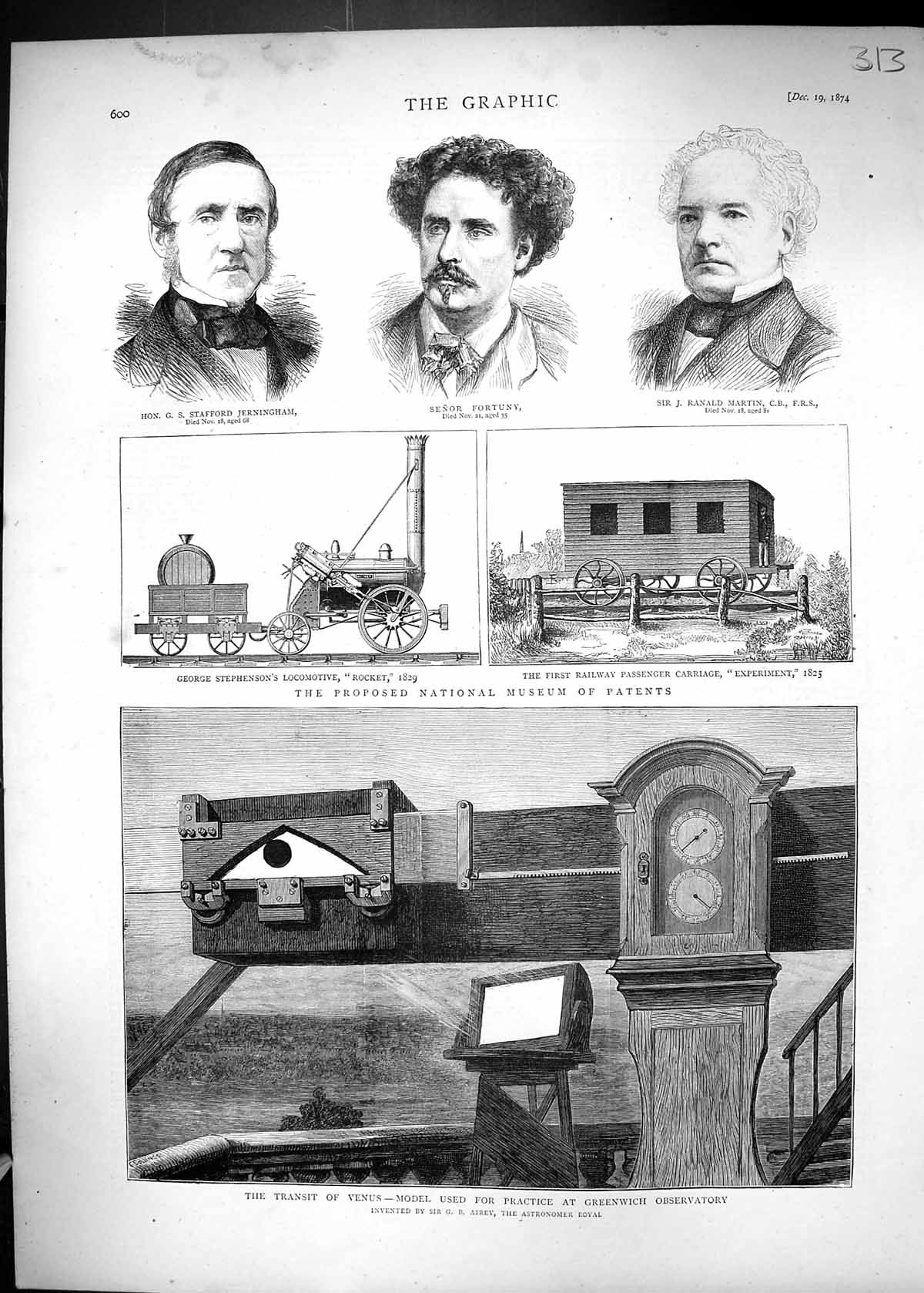 Old 1874 Transit Venus Greenwich Observatory Stephenson Train Fortuny Victorian