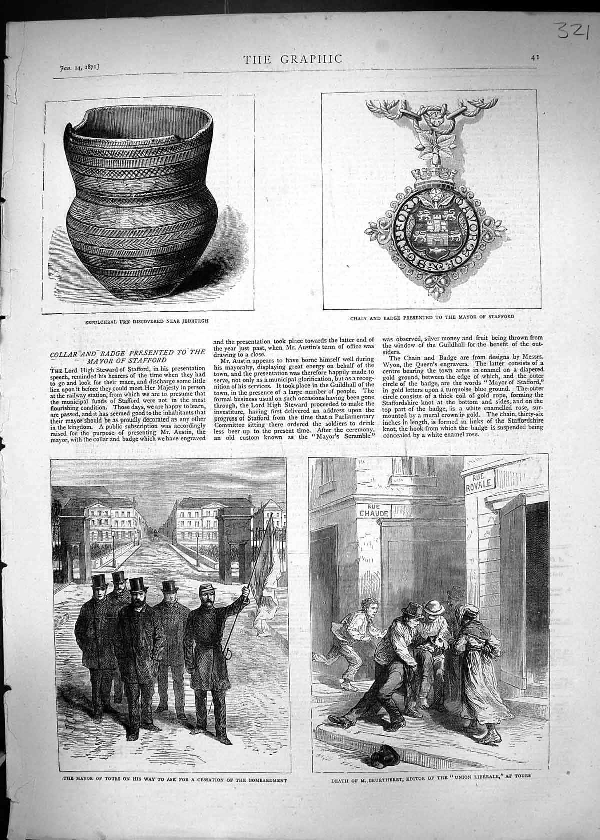 Old 1871 Sepulchral Jedburgh Chain Badge Mayor Stafford Beurtheret To Victorian