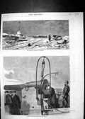 Old Print 1871 German Tricolour Flag Valerien Moltke Big Gun War Weapons 19th