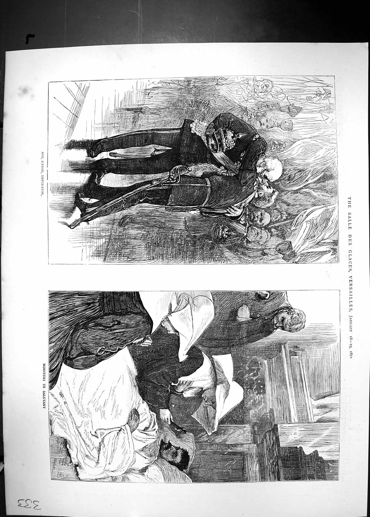 Old 1871 Salle Des Glaces Versailles France Ave Caesar Imperator Mori Victorian