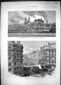 Old 1871 Hotel De Ville Destroyed Communists Street Fighting Rue Rivo Victorian