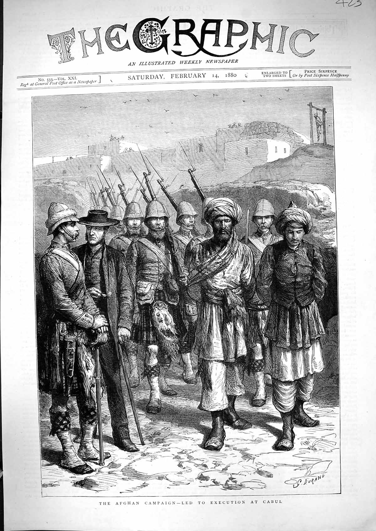 Old Print 1880 Afhganistan Campaign Procession Execution Cabul Prisoners 19th