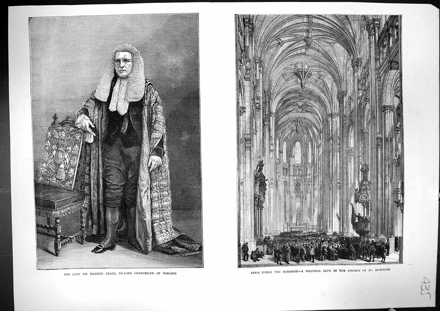 Old 1871 Sir Maziere Brady Ex-Lord Chancellor Ireland Paris Commune C Victorian
