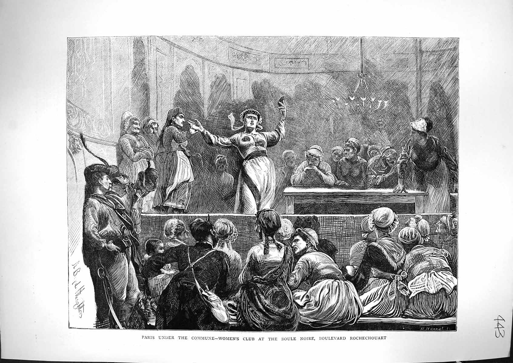 Old 1871 Paris Commune France Women'S Club Boule Noire Boulevard Roch Victorian