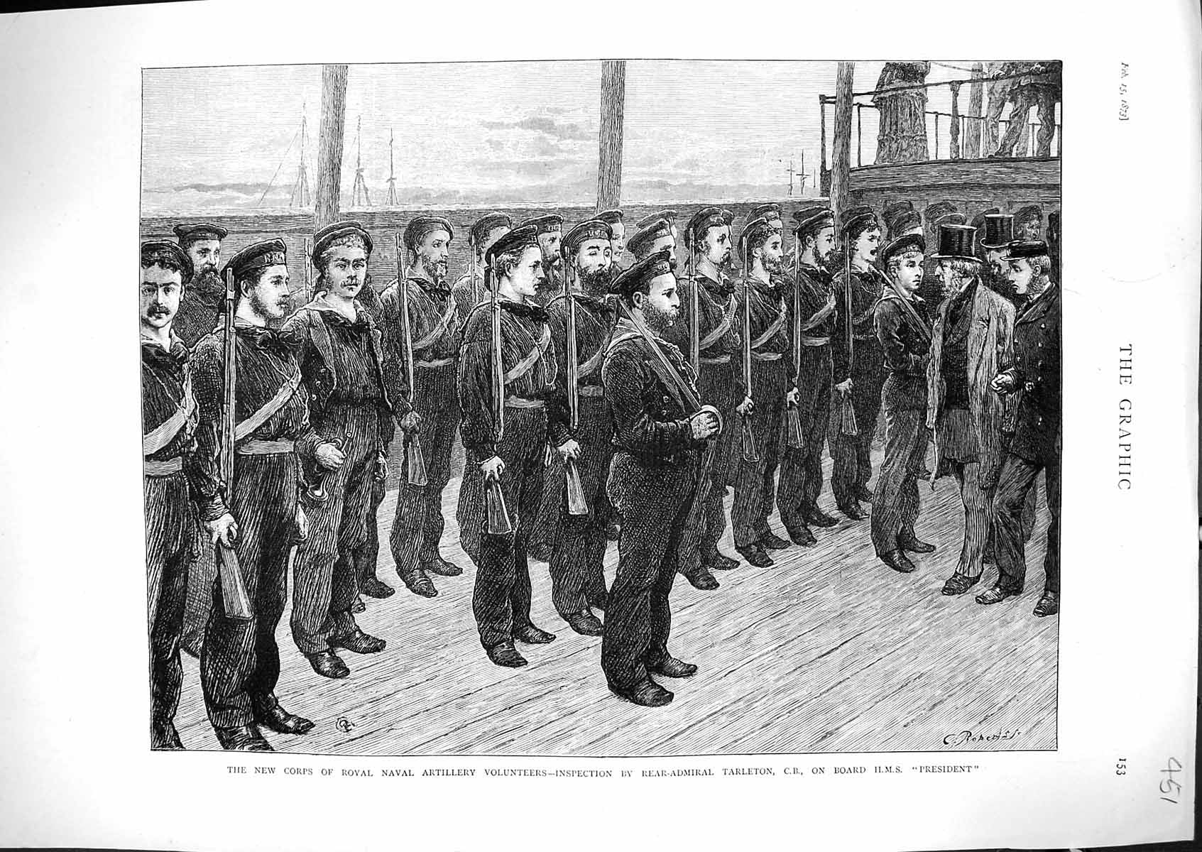 Old 1873 Corps Royal Naval Artillery Volunteers Inspection Tarleton P Victorian