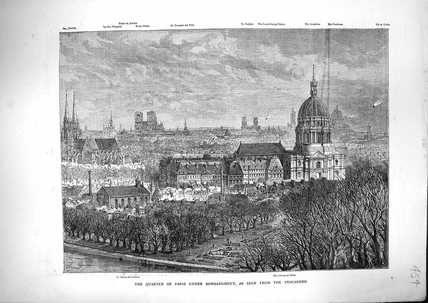 Old 1871 Paris Bombardment Champ Mars Caillous Luxembourg Palace Notr Victorian