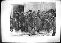 Original Old Antique Print 1871 Street Scene Queue Paris France Rainy Weather