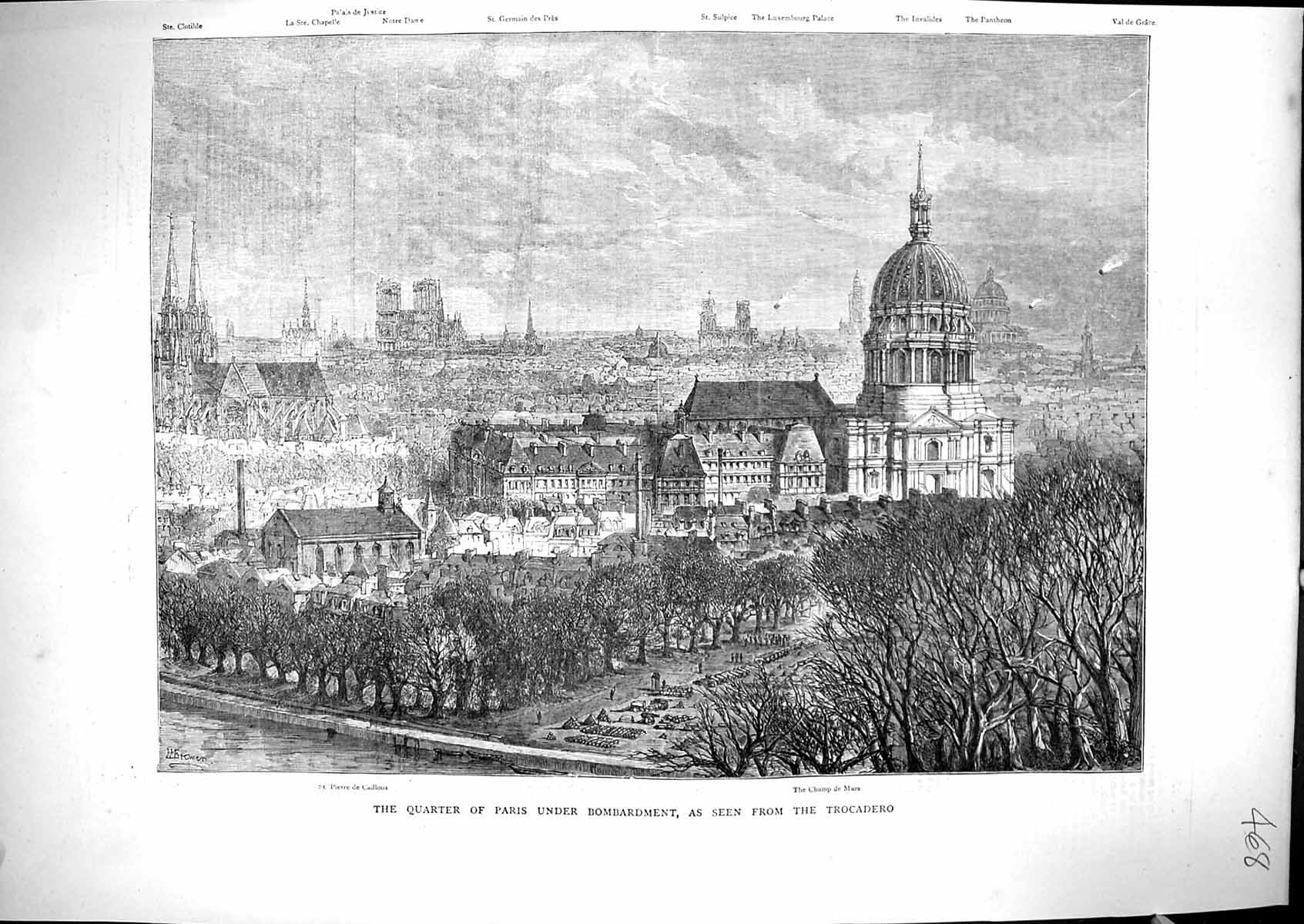 Old 1871 Paris Bombardment Trocadero Notre Dame Caillous Champ Mars P Victorian